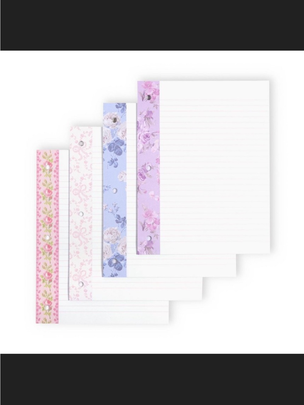 LoveShackFancy Floral Lined Notepaper Set in Pink, Lavender, Blue, Cream